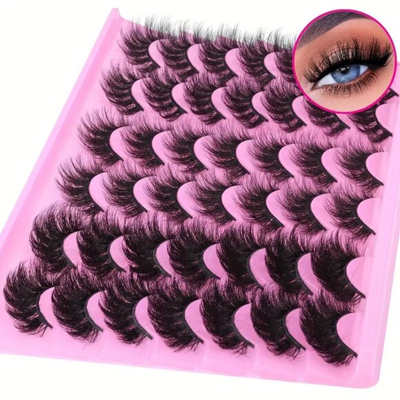 21 Pairs Natural Faux Mink False Eyelashes Fluffy Thick 3 Styles 5D Cat Eye - Picture 2 of 7